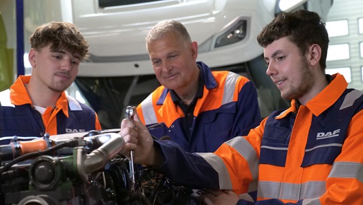 DAF technician working in workshop dealership