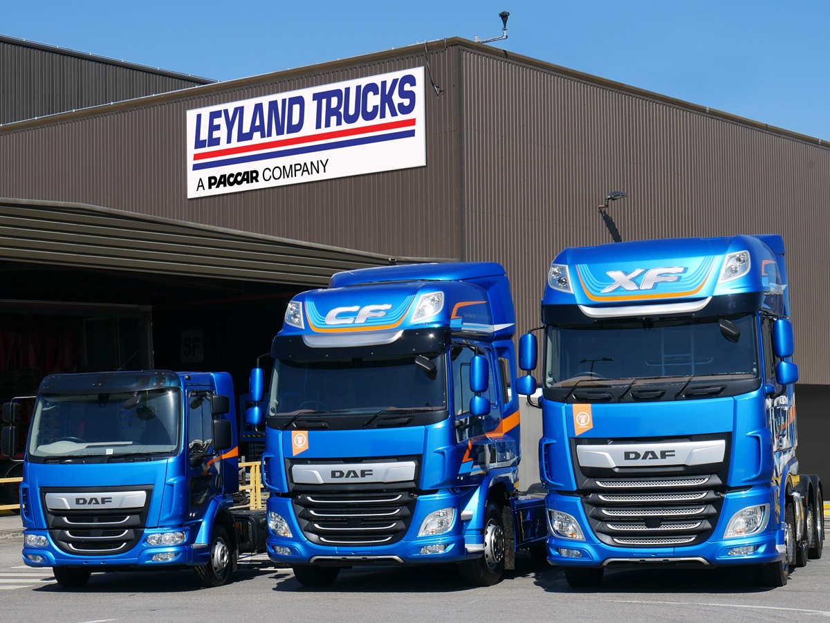 DAF LF CF XF in front of Leyland Trucks factory